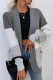 Grey Casual Patchwork Cardigan Contrast Outerwear