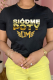 Black Casual Daily Print Patchwork O Neck T-Shirts