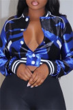 Pink Casual Print Patchwork Buckle Outerwear