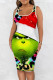 Red Green Casual Print Basic U Neck Vest Dress Dresses