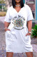 White Black Casual Print Basic V Neck Short Sleeve Dress