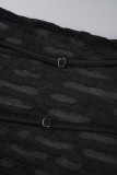 Black Sexy Casual Solid Backless Off the Shoulder Long Sleeve Dresses