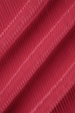 Red Casual Solid Patchwork Buckle Shirt Collar Shirt Dress Dresses