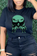 Black Casual Daily Print Patchwork O Neck T-Shirts