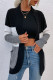 Black Casual Patchwork Cardigan Contrast Outerwear