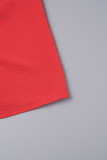 Red Sexy Daily Elegant Vacation Patchwork Solid Color Halter Dresses