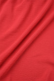 Red Sexy Daily Elegant Vacation Patchwork Solid Color Halter Dresses