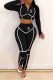 Black Casual Sportswear Print Letter Hooded Collar Long Sleeve Two Pieces
