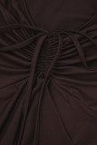 Purple Street Solid Bandage Patchwork Asymmetrical Collar Irregular Dress Dresses