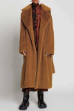 Rose Red Casual Solid Cardigan Turndown Collar Outerwear