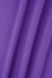 Purple Street Solid Bandage Patchwork Asymmetrical Collar Irregular Dress Dresses