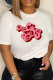 White Casual Daily Print Patchwork O Neck T-Shirts