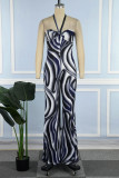 Black White Sexy Casual Street Animal Print Print Bandage Printing Strapless Boot Cut Jumpsuits