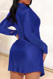 Red Casual Solid Patchwork Buckle Shirt Collar Shirt Dress Dresses