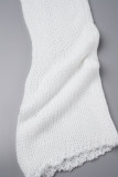 White Casual Solid Hollowed Out Backless One Shoulder Sleeveless Two Pieces