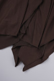 Purple Street Solid Bandage Patchwork Asymmetrical Collar Irregular Dress Dresses