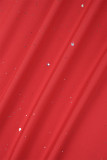 Red Casual Solid Sequins V Neck Sleeveless Dress Dresses