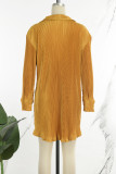 Red Casual Solid Patchwork Buckle Shirt Collar Shirt Dress Dresses