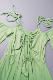 Purple Street Solid Bandage Patchwork Asymmetrical Collar Irregular Dress Dresses