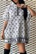 Grey Sexy Street Print Letter Hooded Collar Straight Dresses