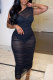 Black Sexy Daily Elegant Simplicity See-through One Shoulder Asymmetrical Dresses