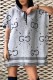 Grey Sexy Street Print Letter Hooded Collar Straight Dresses