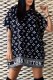 Black Sexy Street Print Letter Hooded Collar Straight Dresses