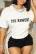 White Casual Daily Print O Neck T-Shirts