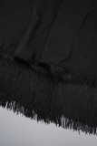 Red Elegant Solid Tassel Bandage Patchwork Mandarin Collar Long Sleeve Two Pieces