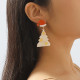 White Casual Christmas Tree Patchwork Earrings
