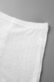 White Sexy Casual Solid Basic O Neck Short Sleeve Two Pieces