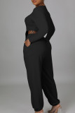 Red Casual Solid Patchwork O Neck Long Sleeve Two Pieces