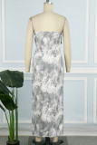 Black White Sexy Patchwork Zipper Strapless Pencil Skirt Dresses