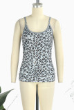 Red Sexy Casual Print Leopard Basic Spaghetti Strap Tops