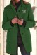 Green Casual Vintage Print Letter Mandarin Collar Outerwear