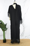Red Elegant Solid Tassel Bandage Patchwork Mandarin Collar Long Sleeve Two Pieces