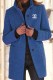 The cowboy blue Casual Vintage Print Letter Mandarin Collar Outerwear