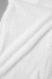 White Sexy Casual Solid Basic O Neck Short Sleeve Two Pieces