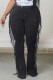 Black Casual Solid Tassel Patchwork Skinny High Waist Conventional Solid Color Trousers