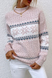 Light Blue Casual Snowflakes Patchwork Half A Turtleneck Tops