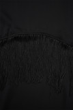 Red Elegant Solid Tassel Bandage Patchwork Mandarin Collar Long Sleeve Two Pieces