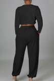 Red Casual Solid Patchwork O Neck Long Sleeve Two Pieces