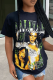 Black Street Vintage Print Patchwork O Neck T-Shirts