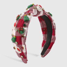 Red Casual Santa Claus Christmas Tree Patchwork Hair Band