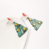 White Casual Christmas Tree Patchwork Earrings