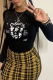 Black Street Daily Print Patchwork O Neck Tops