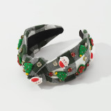 Red Casual Santa Claus Christmas Tree Patchwork Hair Band