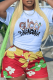 White Casual Daily Print Patchwork O Neck T-Shirts