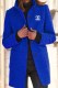 Deep Blue Casual Vintage Print Letter Mandarin Collar Outerwear