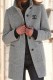 Light Gray Casual Vintage Print Letter Mandarin Collar Outerwear